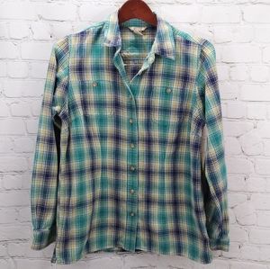 3/$15 Duluth Trading teal flannel shirt